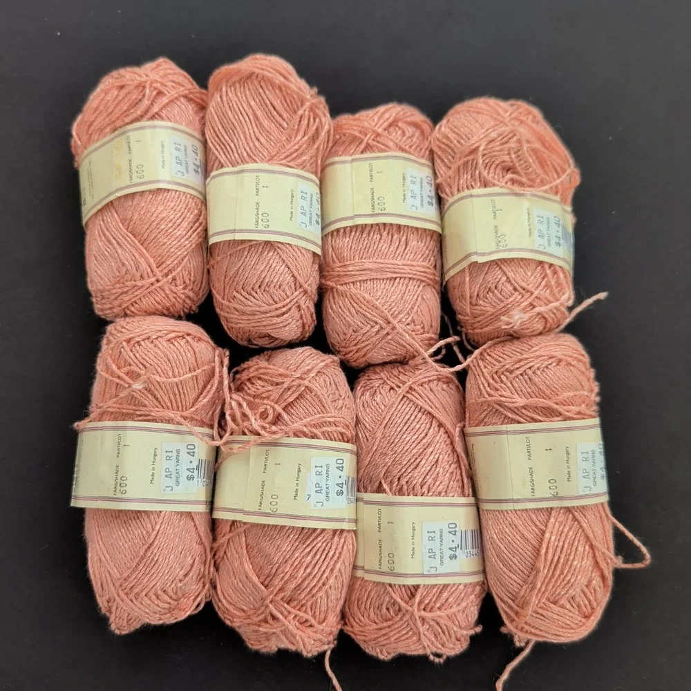 Lot of 8 Skeins Marks & Kattens‎ Primula Yarn Pink #600 51% Viscose, 49% Bomull